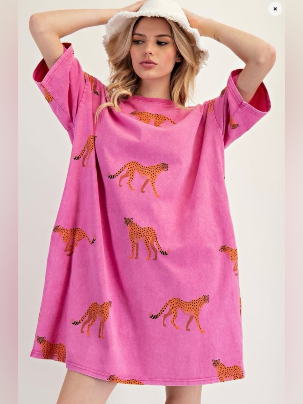 107. NWT EASEL Pink Cheetah Print T-Shirt Dress